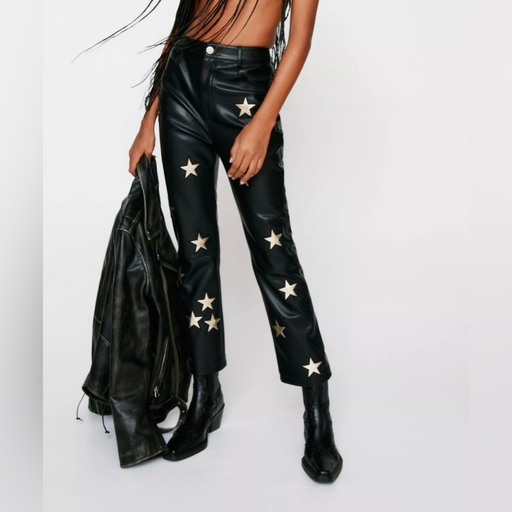 Nasty Gal Premium Metallic Star Faux Leather Pants